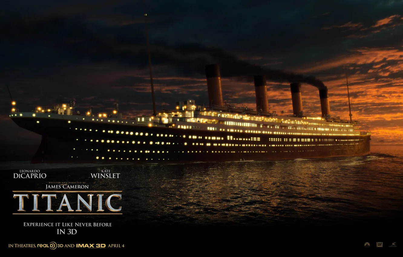 Фото обои Ночь, Корабль, Титаник, Titanic