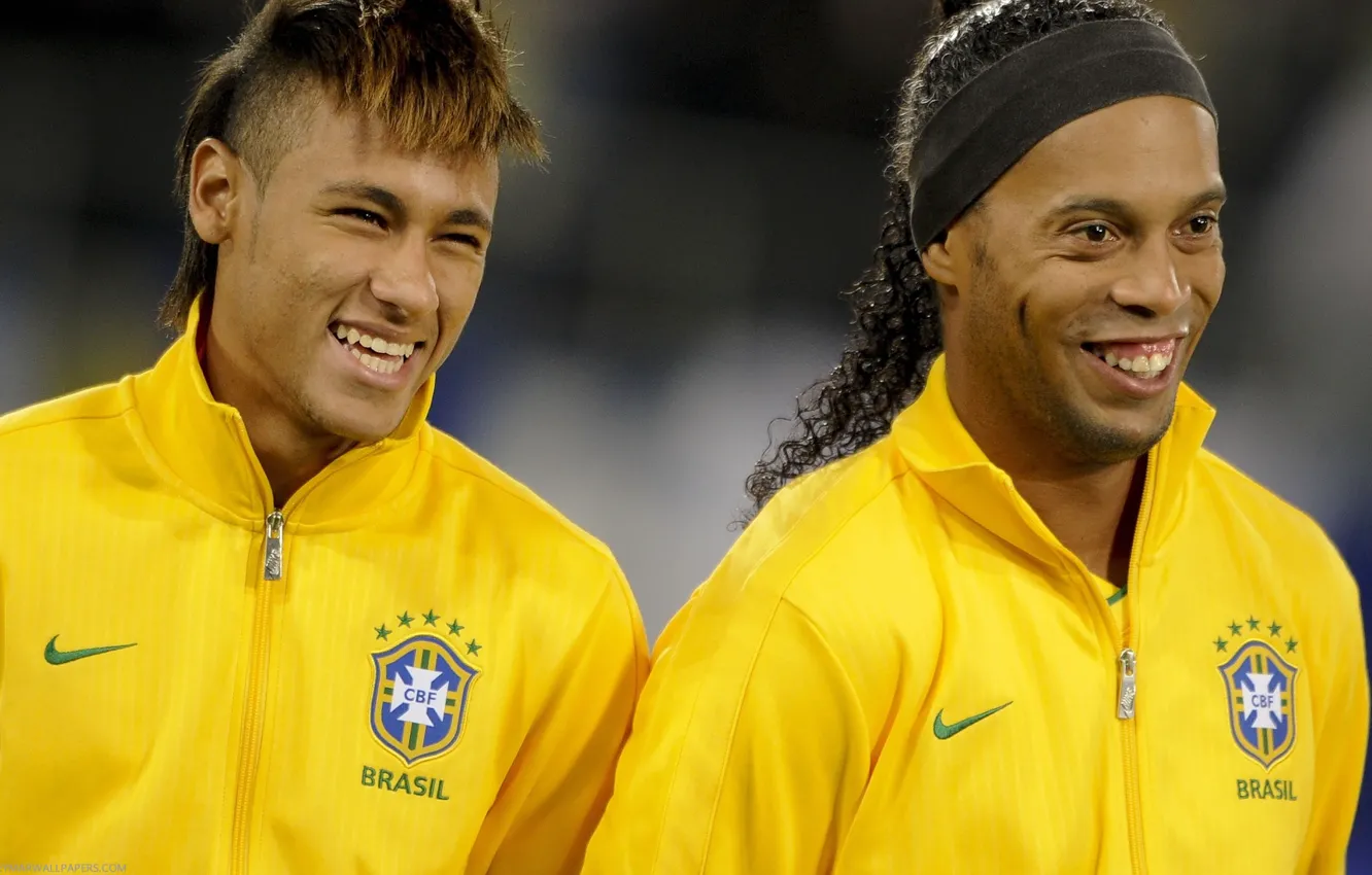 Фото обои wallpaper, Бразилия, Neymar, Ronaldinho, Неймар, Роналдиньо