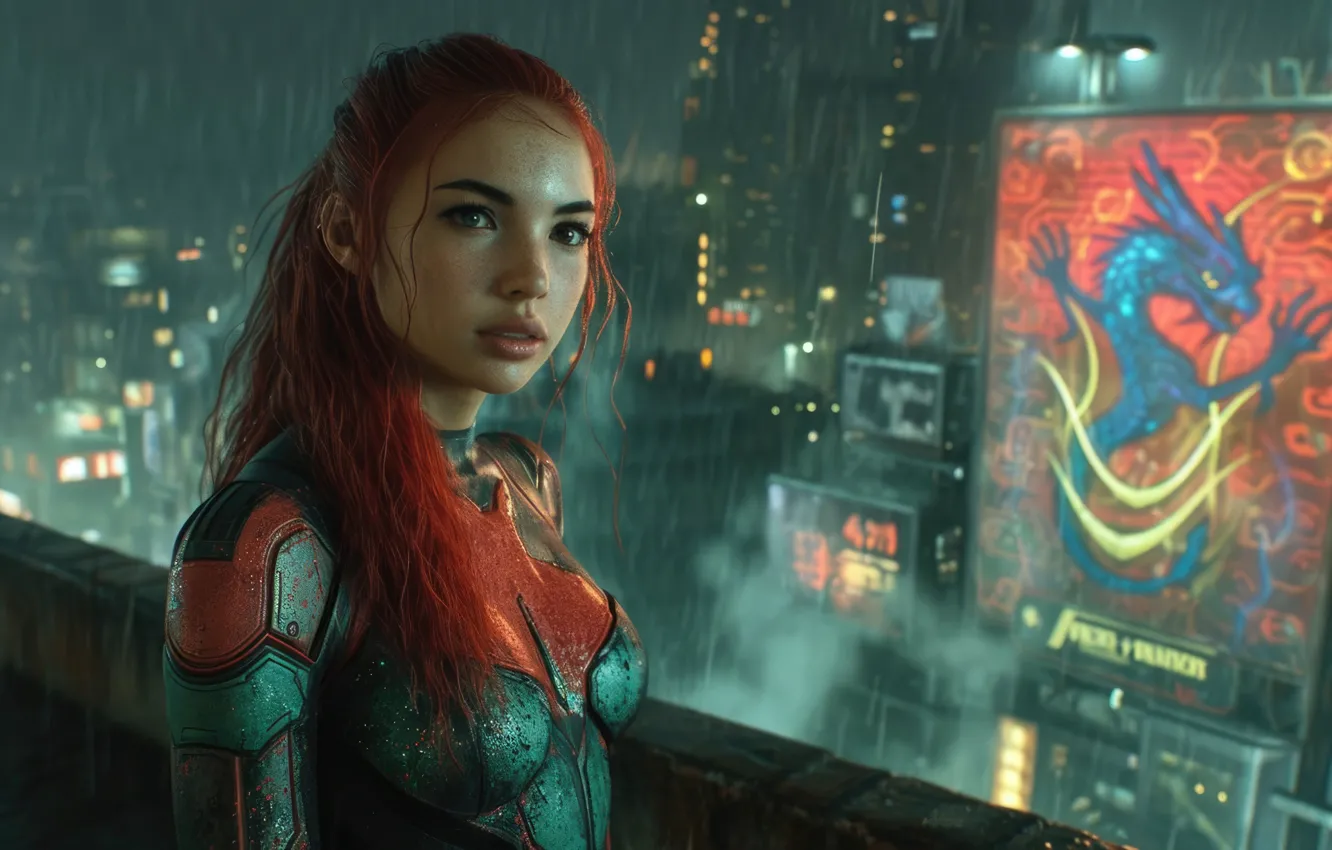 Фото обои girl, futuristic, vigilante