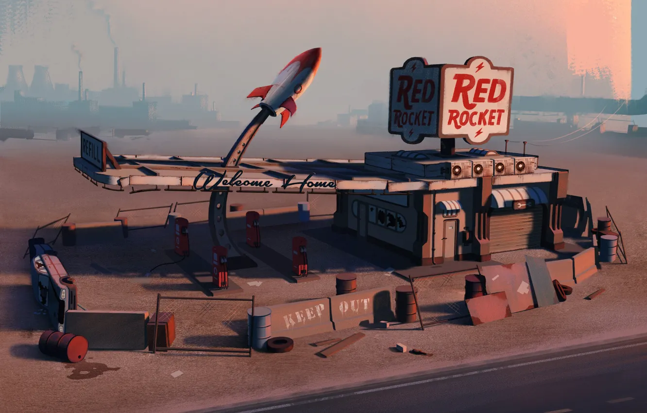 Fallout 4 red rocket gas station in the middle of the glowing sea фото 91