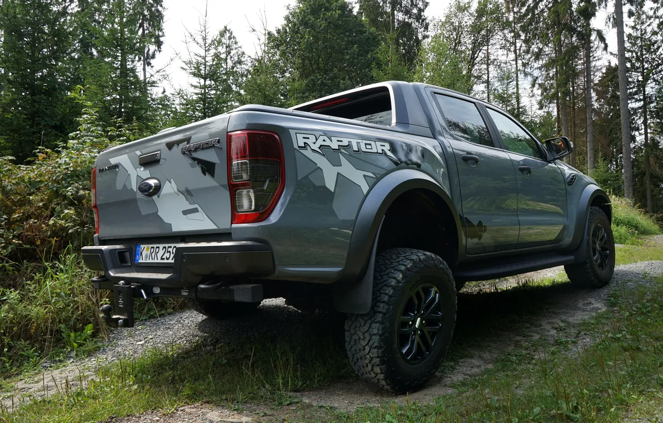 Фото обои серый, Ford, кузов, Raptor, пикап, грунтовка, Ranger, 2019