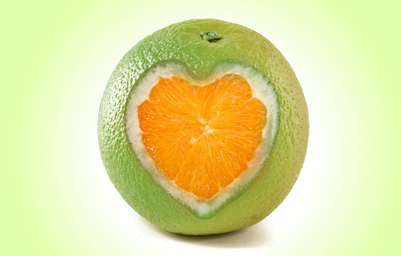 Фото обои рендеринг, сердце, апельсин, heart, fruit, orange