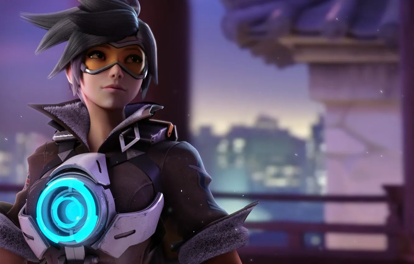 Фото обои girl, game, Overwatch, tracer