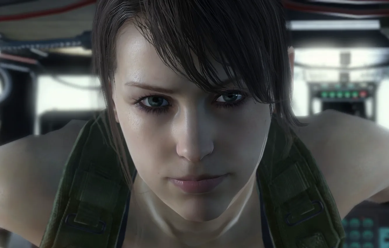 Фото обои girl, game, metal gear solid, eyes, smile, lips, helicopter, face