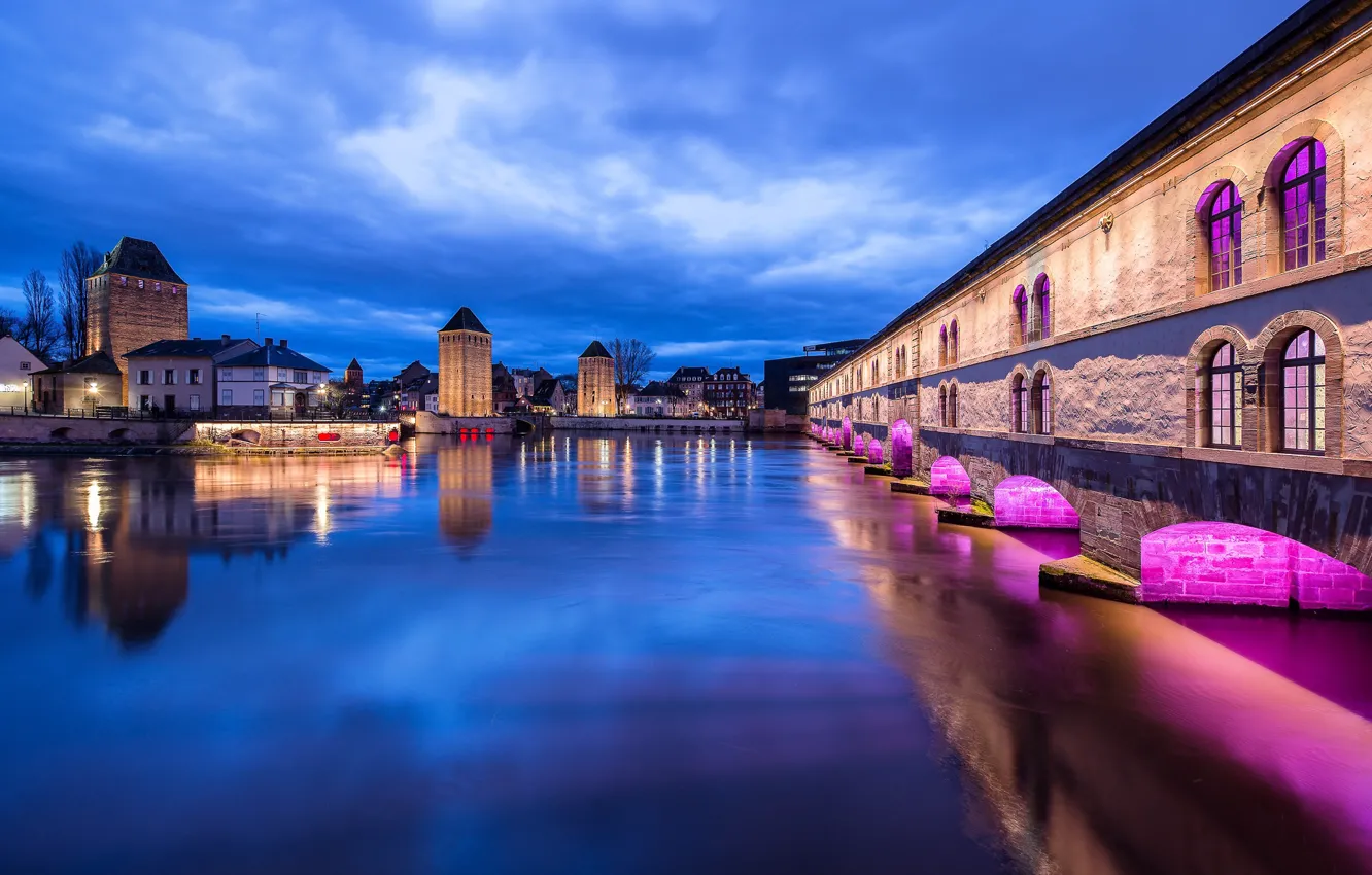 Фото обои Франция, France, Strasbourg, Barrage Vauban et Ponts couverts