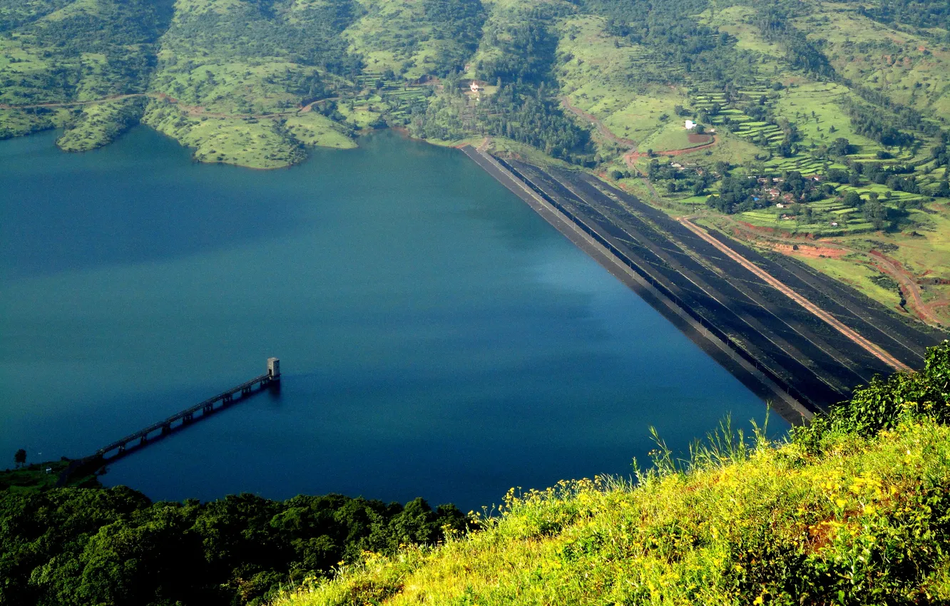 Фото обои озеро, Индия, панорама, panorama, lake, İndia, Махабалешвар, Mahabaleshwar