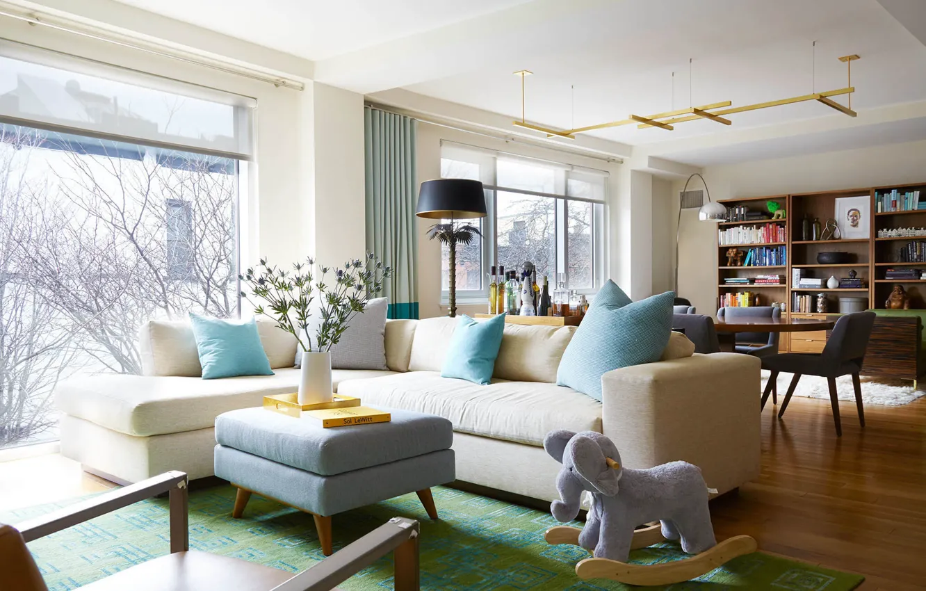 Фото обои интерьер, Brooklyn, NYC, гостиная, столовая