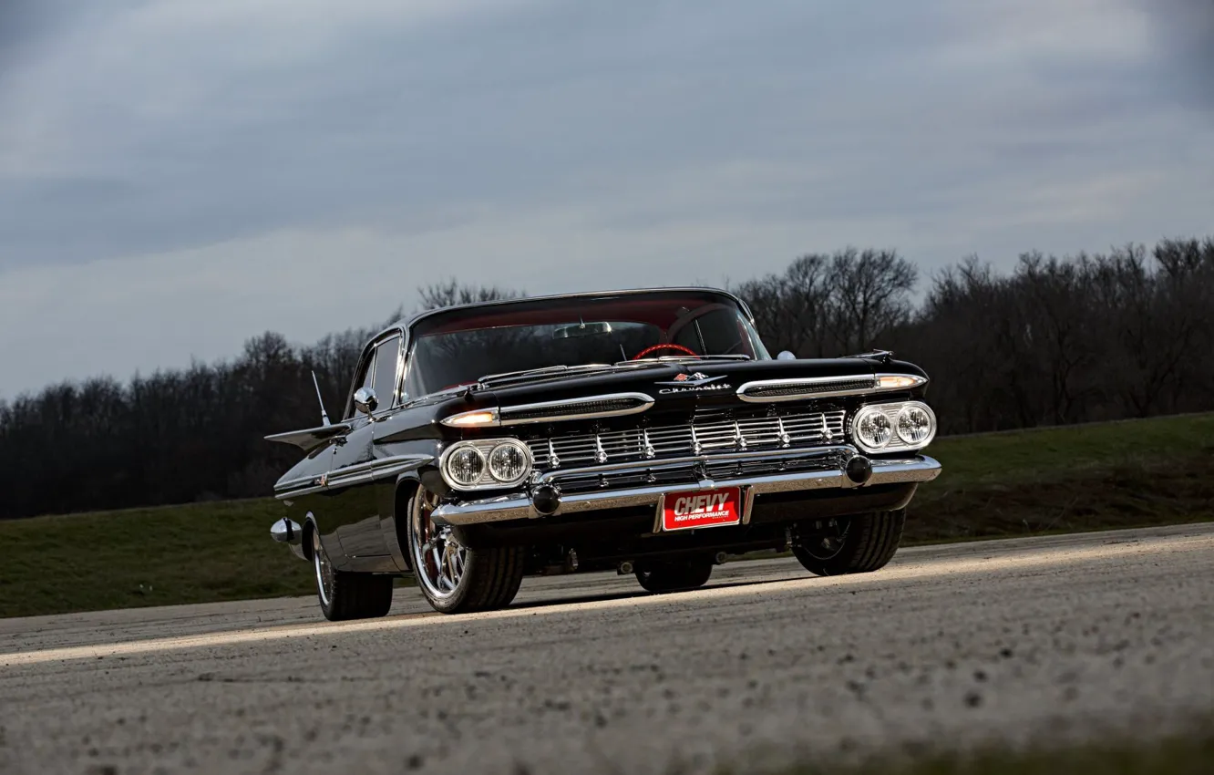 Фото обои Black, 1959, Chevrolet Impala, Classic rod