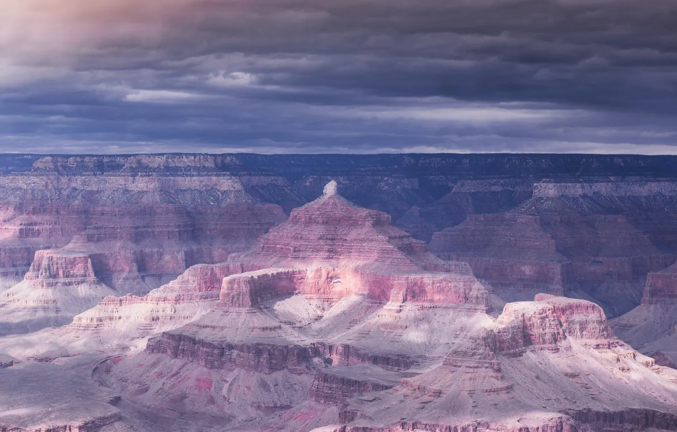Фото обои небо, облака, горы, тучи, природа, скалы, США, Большой каньон