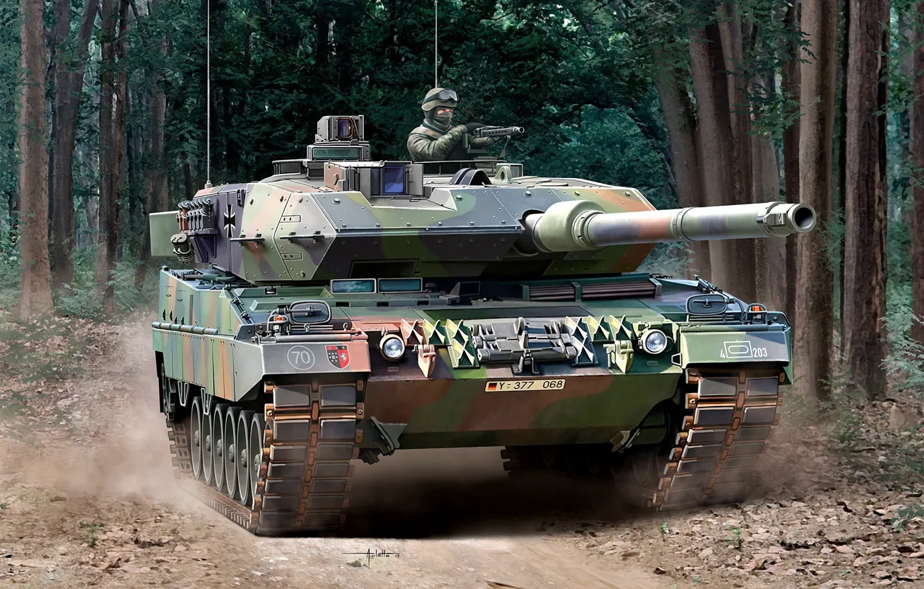 Фото обои Германия, Лес, Leopard 2A6, основной боевой танк, Бундесвер, Leopard 2, NATO-OTAN