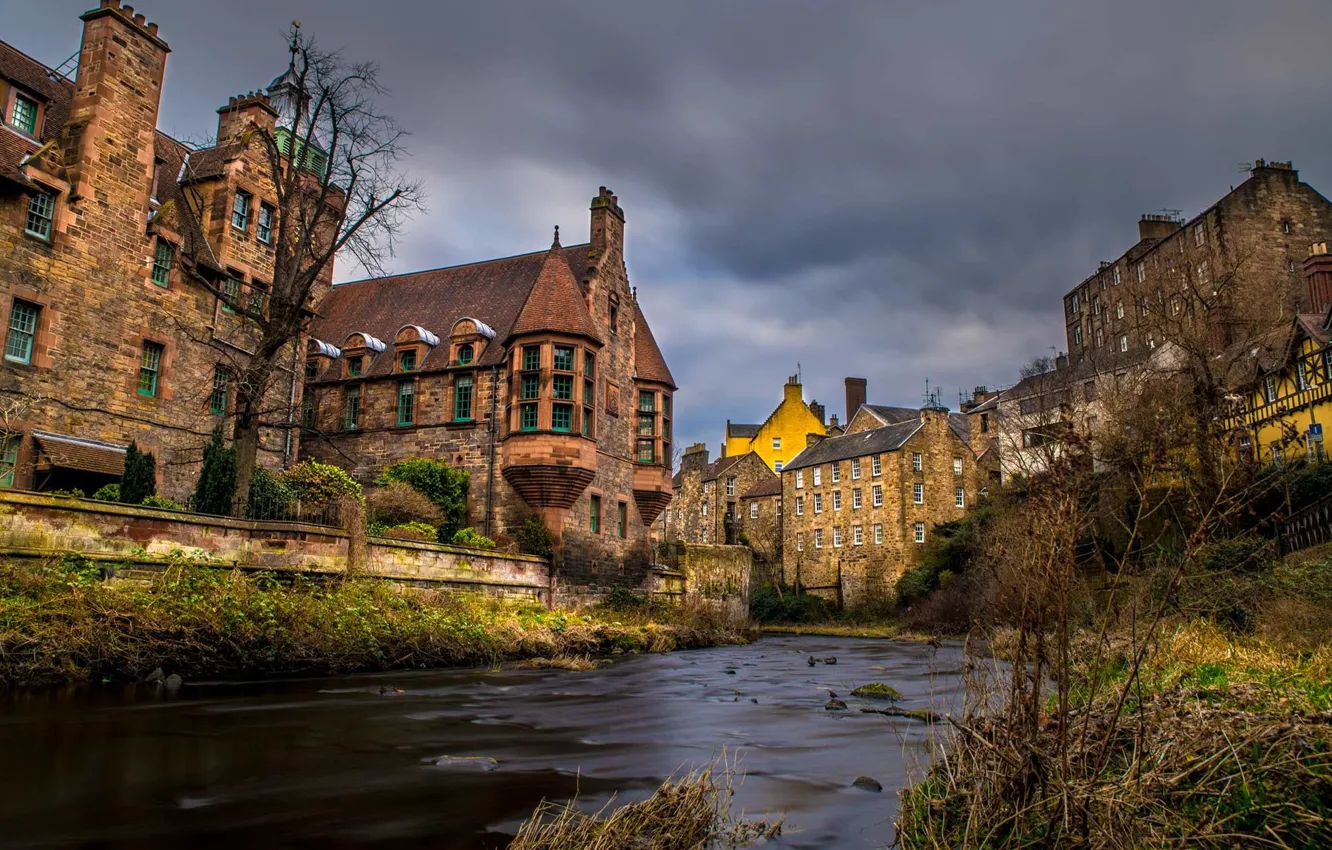 Фото обои город, Шотландия, Scotland, Эдинбург, Edinburgh, Dean Village