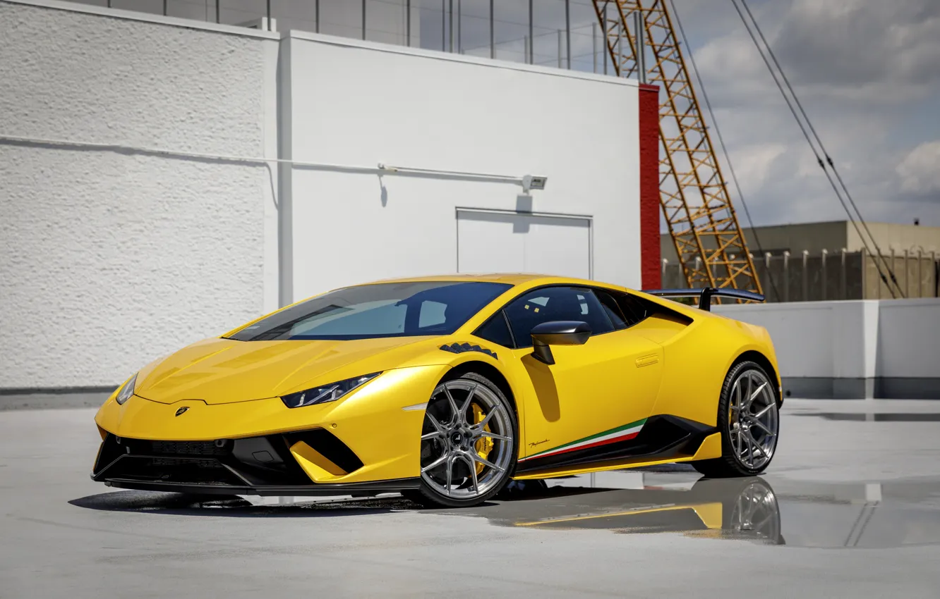 Фото обои Lamborghini, Yellow, VAG, Performante, Huracan, Roof, Sight, LED