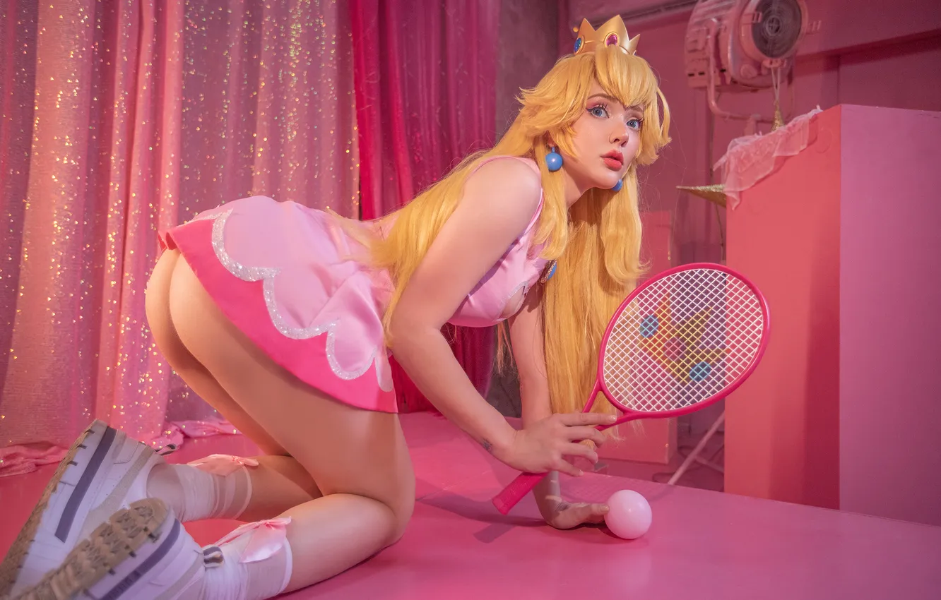 Фото обои ass, model, women, cosplay, Princess Peach, women indoors, Sai Westwood