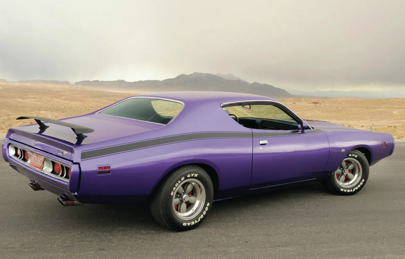Фото обои Dodge, Purple, Charger, Muscle car, Super Bee, R/T, Desert, Custom classic