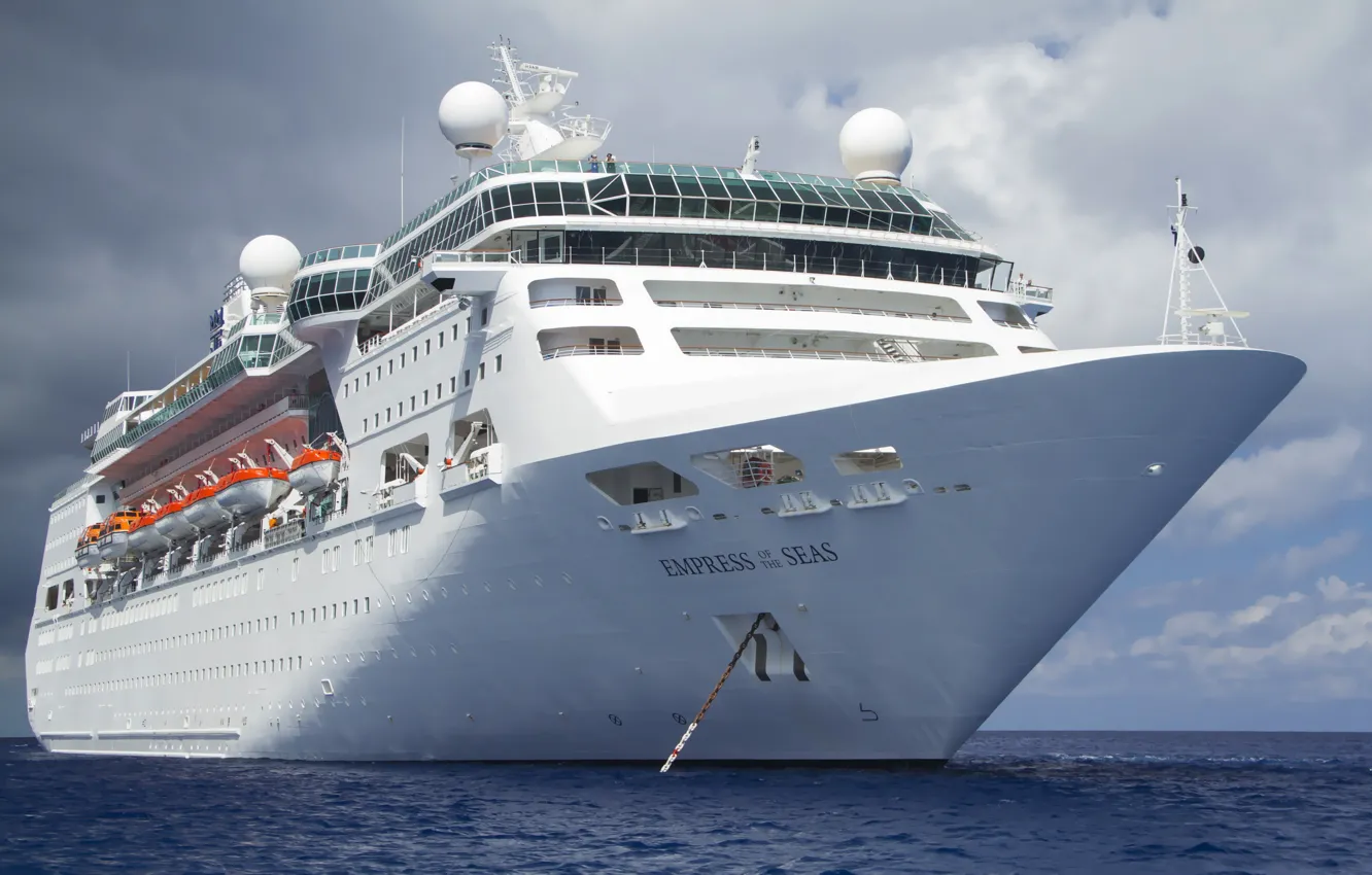 Фото обои Океан, Море, Лайнер, Судно, Royal Caribbean International, Бак, Пассажирское судно, Cruise Ship