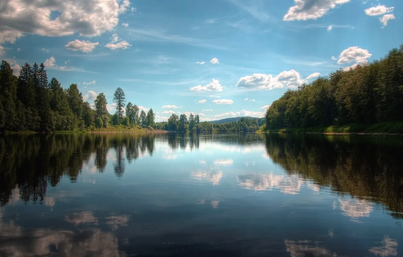 Фото обои деревья, озеро, отражение, 154