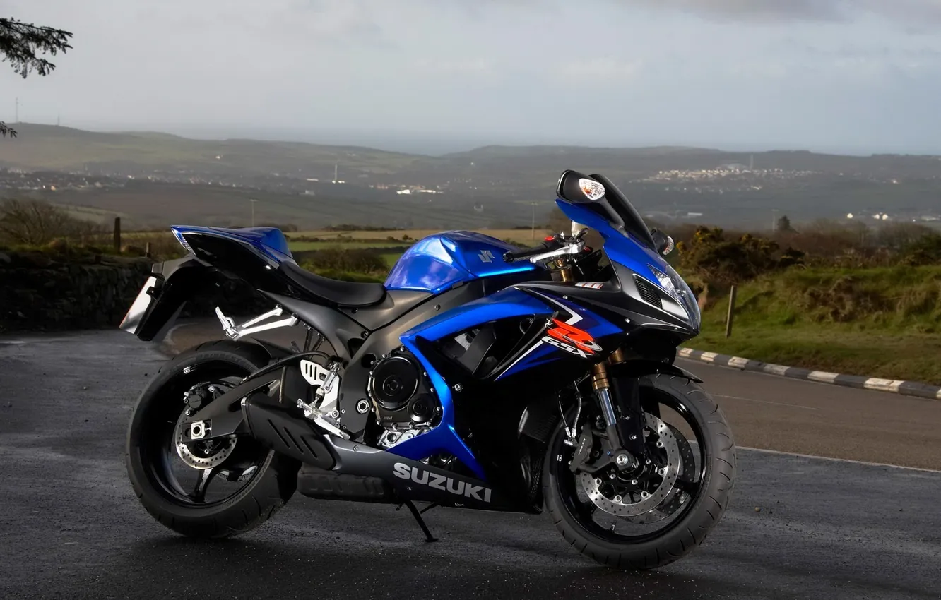 Фото обои синий, мотоцикл, Suzuki, moto, blue, сузуки, GSX-R 1000