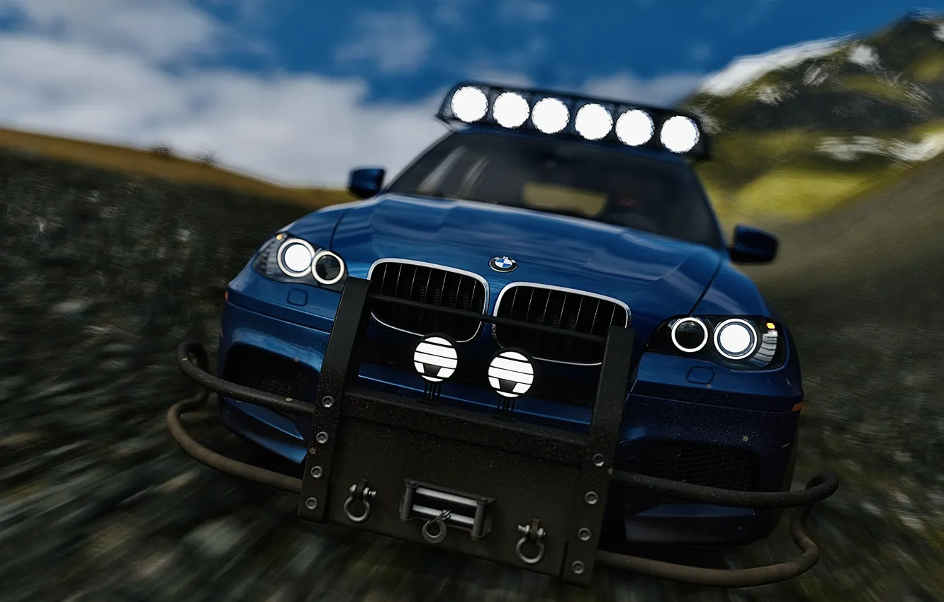 Фото обои HDR, BMW, Mountain, Game, SUV, X5M, Offroad, UHD