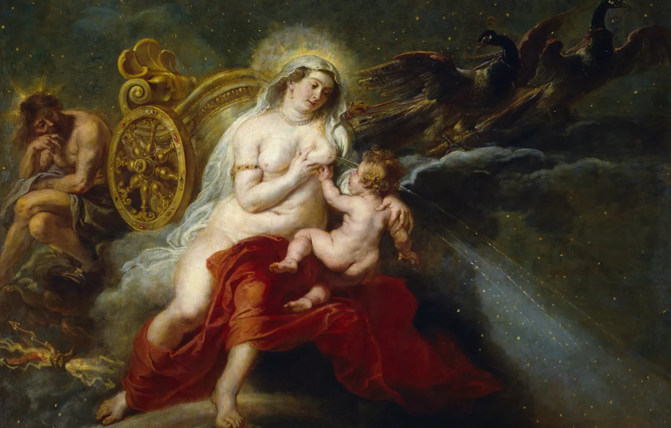 Фото обои эротика, картина, Питер Пауль Рубенс, мифология, Pieter Paul Rubens, Рождение Млечного Пути