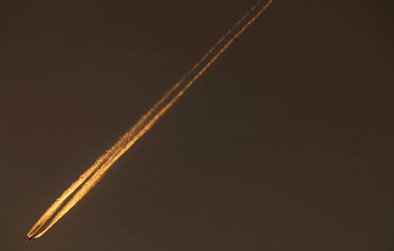 Фото обои небо, след, самолёт