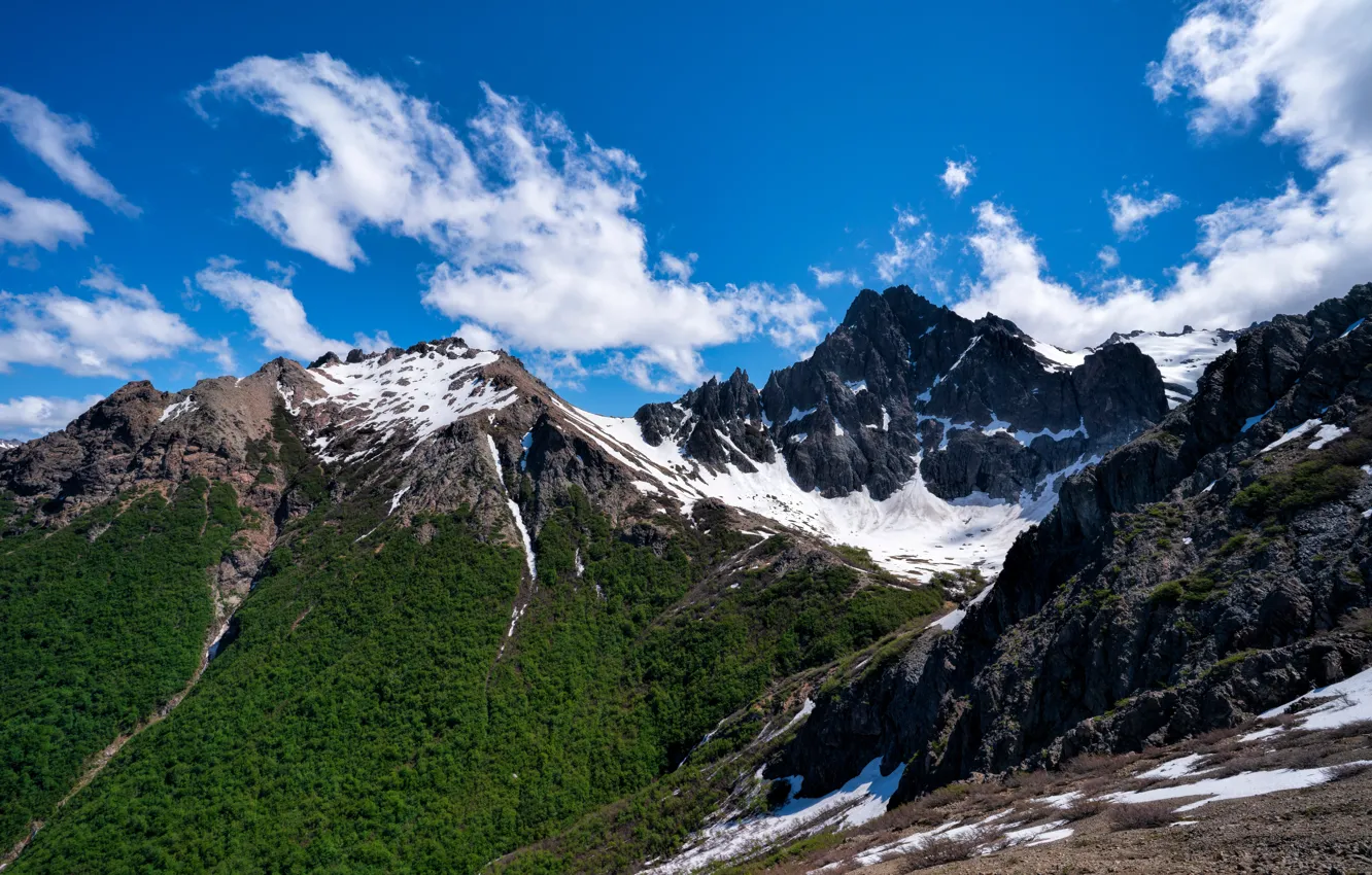Фото обои снег, пейзаж, горы, Аргентина, Патагония