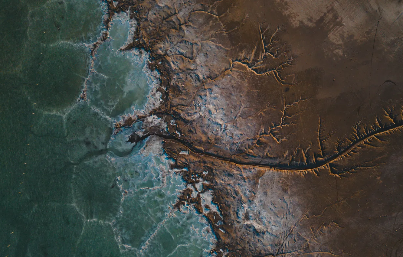 Фото обои ocean, drone, continent, geographical accident, satellite view