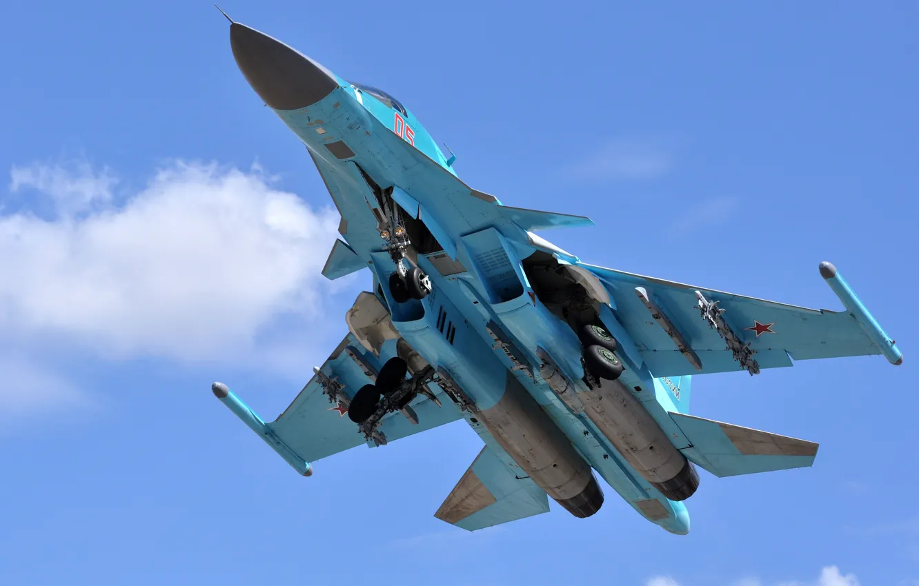 Фото обои самолет, бомбардировщик, Су-34