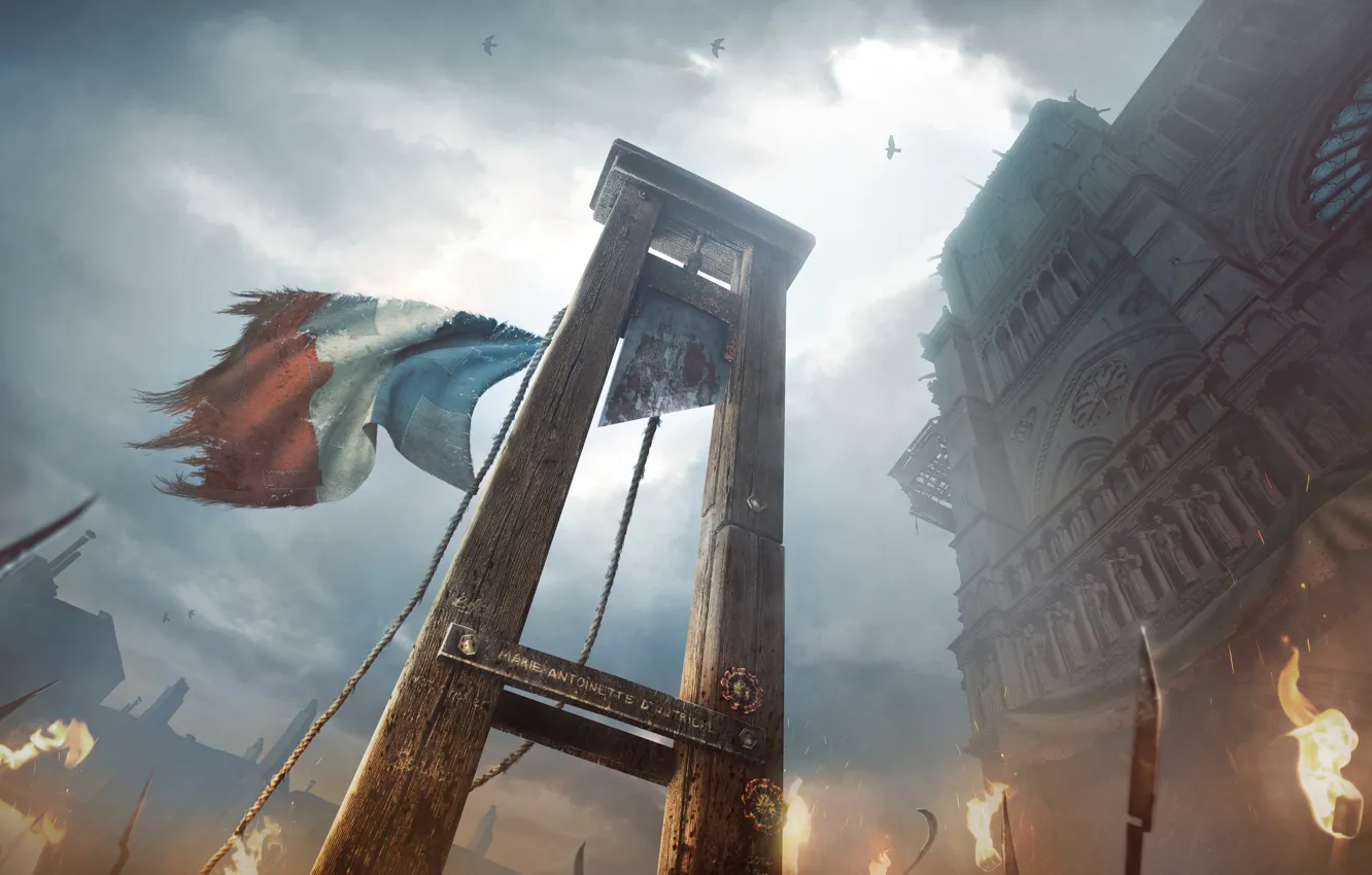 Фото обои париж, убийство, франция, гильотина, Assassin's Creed: Unity