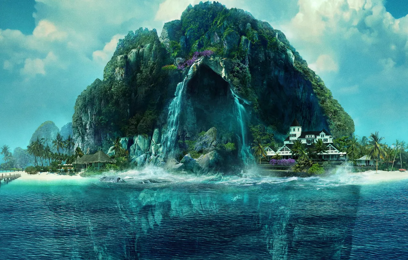 Фото обои море, остров, пещера, Fantasy Island
