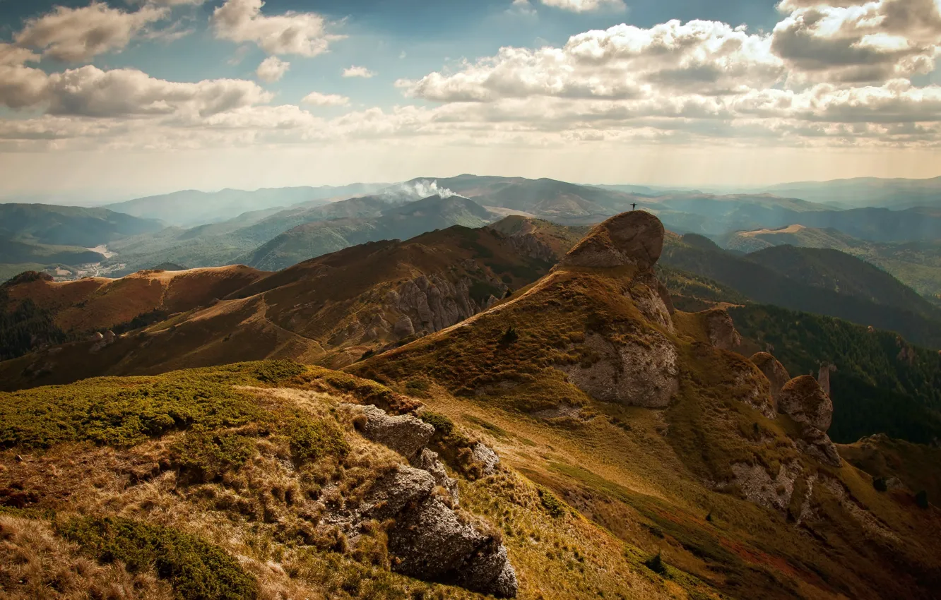 Фото обои небо, облака, горы, вершины, долина, mountains