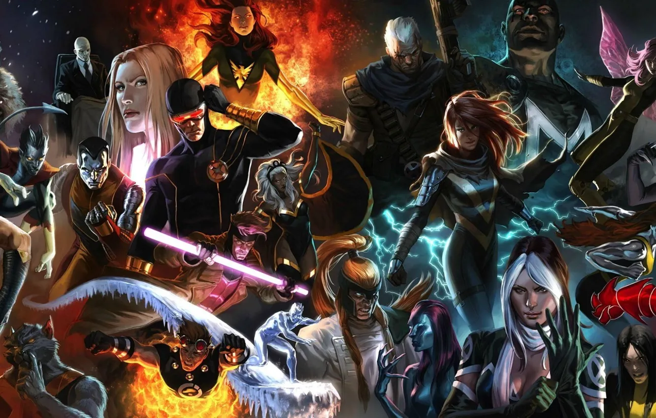 Фото обои Mystique, люди икс, Wolverine, Storm, marvel, Polaris, марвел, x-men