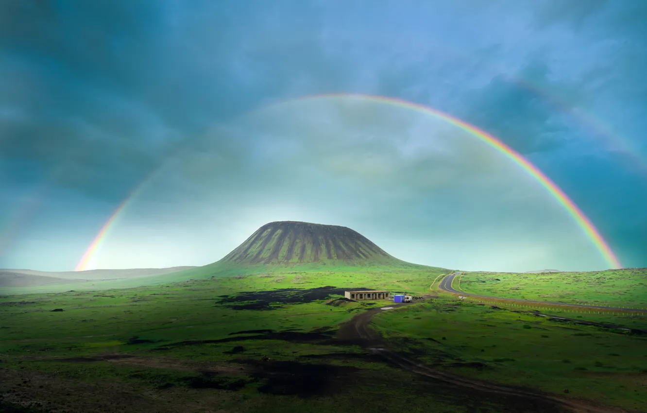 Фото обои радуга, вулкан, rainbow, volcano