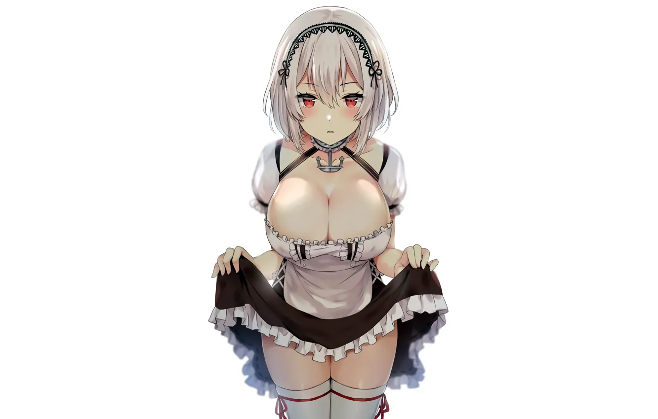 Фото обои girl, sexy, cleavage, thighhighs, dress, boobs, anime, beautiful