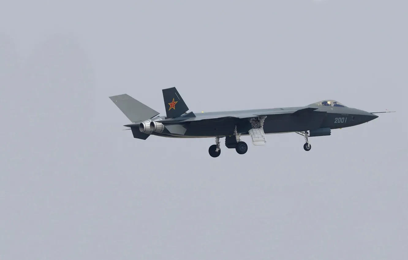 Фото обои фото, прототип, самолёт, шасси, Chengdu J-20