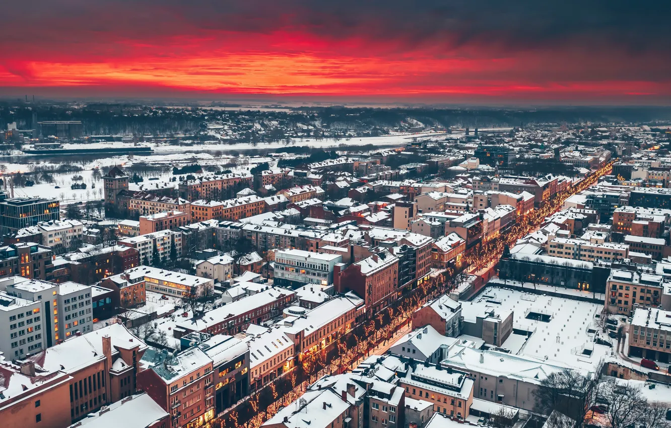 Фото обои Lietuva, Kaunas, naktis