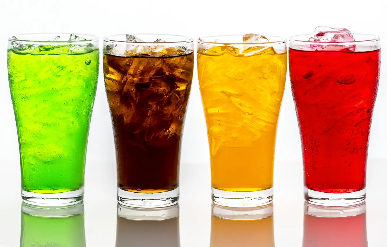 Фото обои стакан, краски, лёд, напиток, содовая