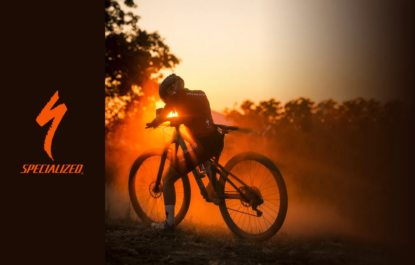 Фото обои солнце, лучи, закат, велосипед, спорт, light, sport, байк