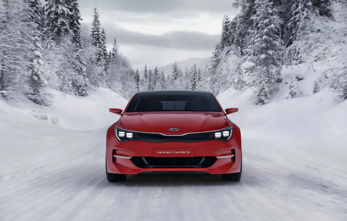 Фото обои зима, Concept, снег, вид спереди, KIA, Kia, универсал, 2015
