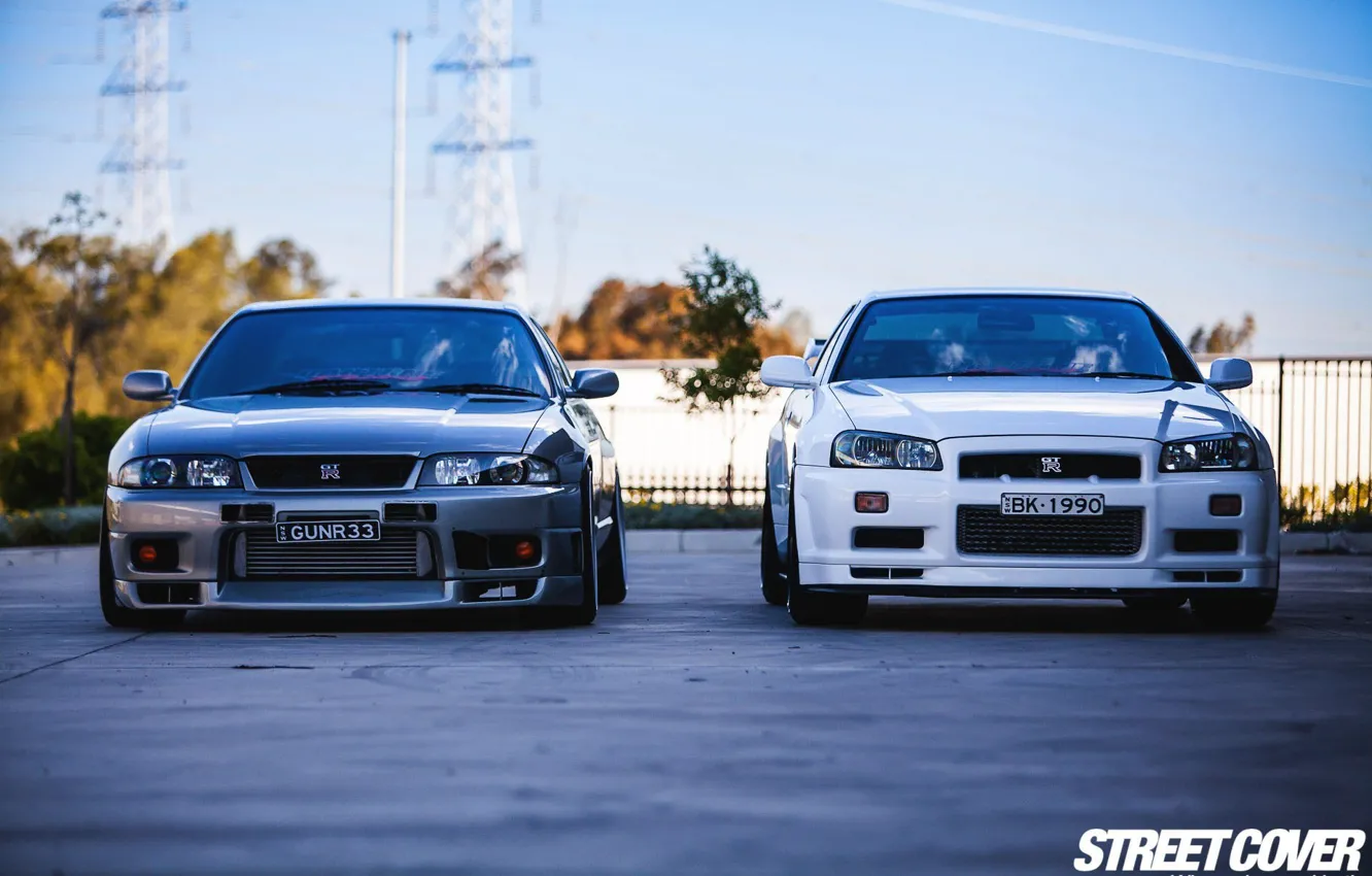 Фото обои nissan, turbo, white, skyline, tuning, gtr, r34, r33