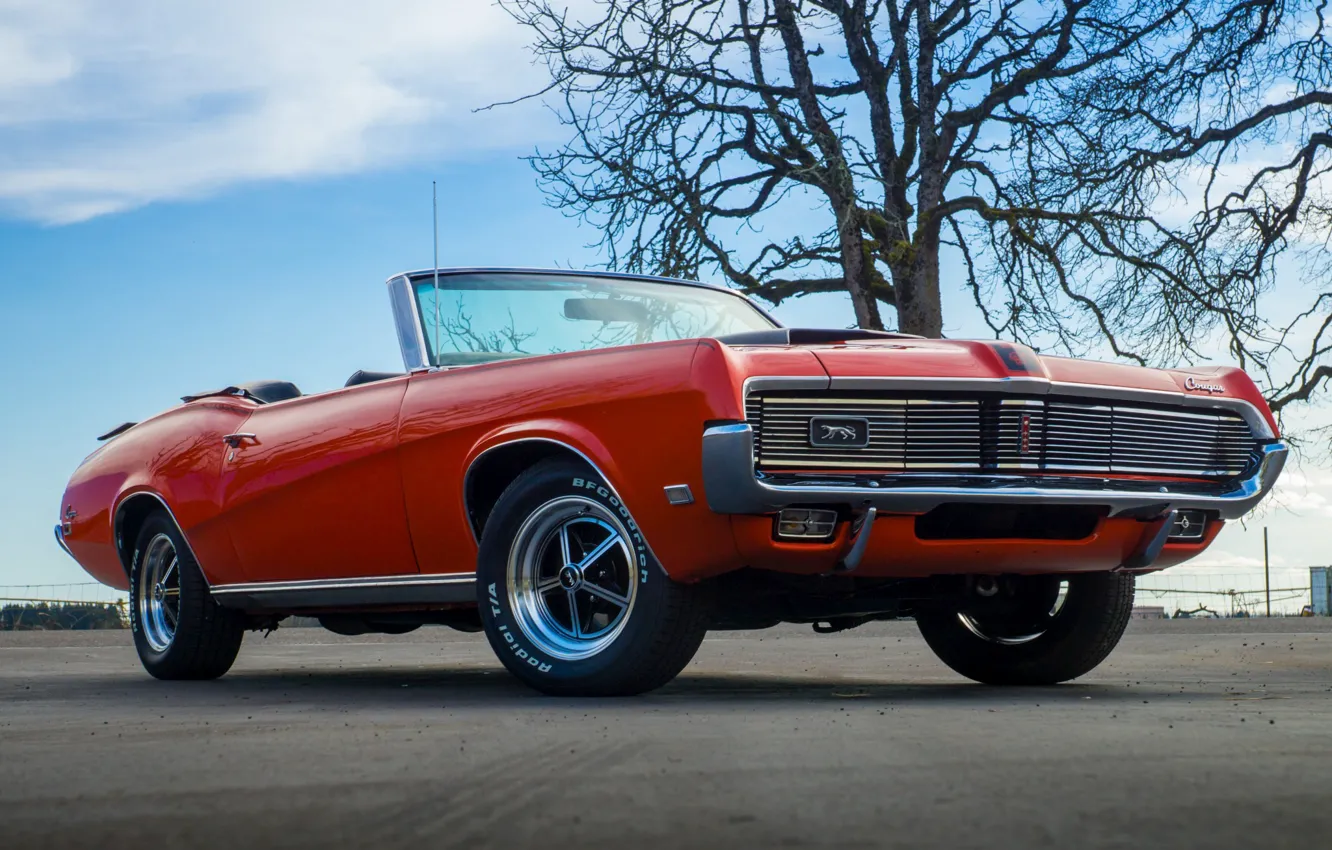 Фото обои стиль, ретро, 1969, классика, передок, Mercury, Cougar Convertible