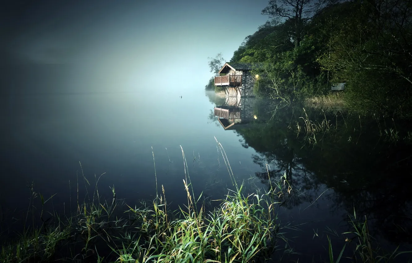 Фото обои пейзаж, ночь, озеро