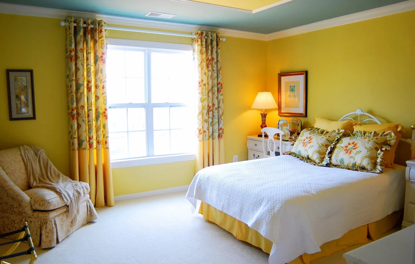 Фото обои дизайн, комната, кровать, интерьер, окно, спальня