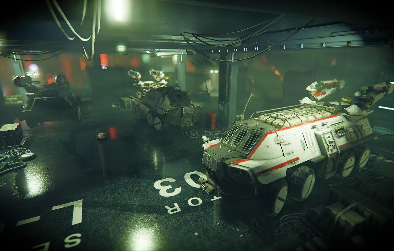 Фото обои ангар, Shadow Warrior 2, Zilla transport Vehicle