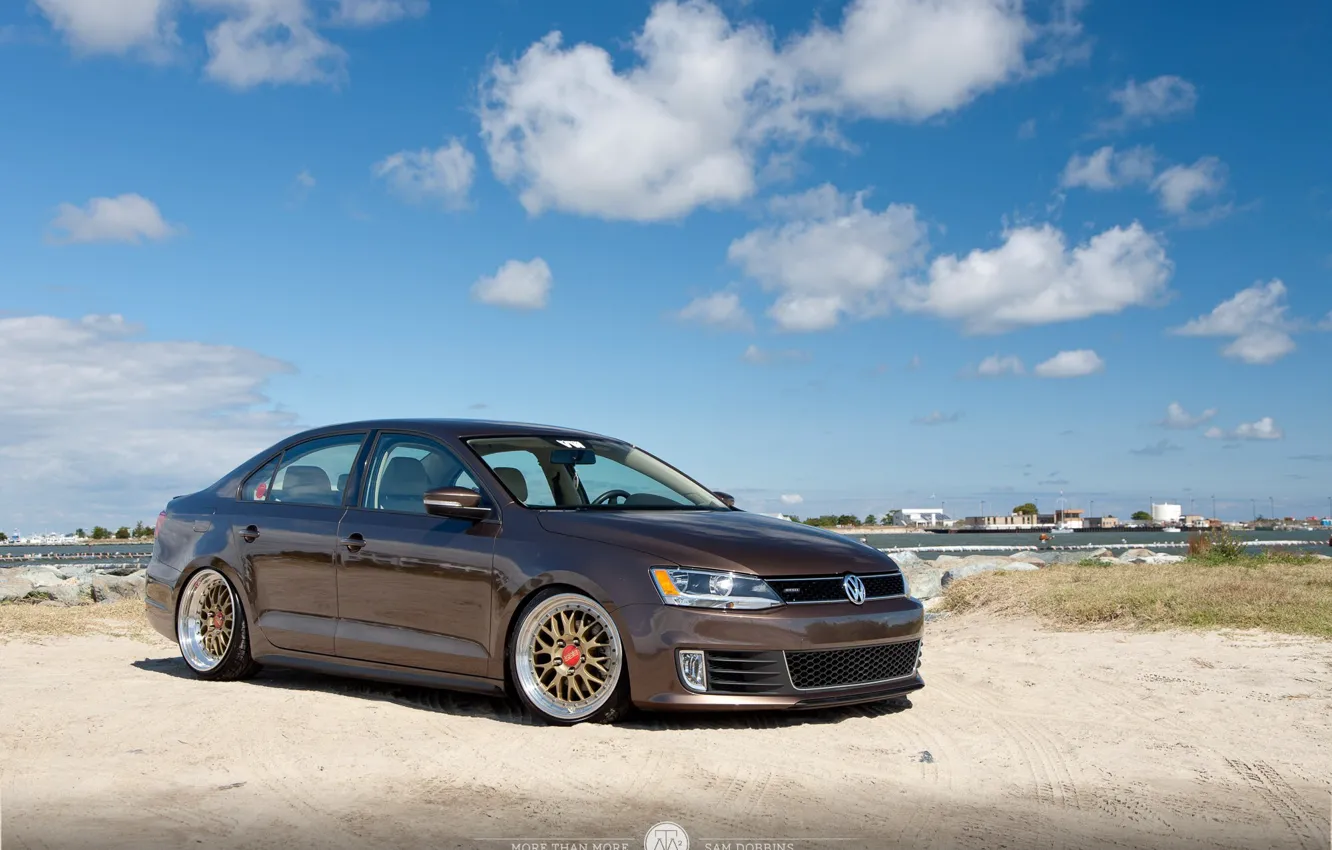 Фото обои volkswagen, sea, tuning, bbs, germany, low, stance, jetta