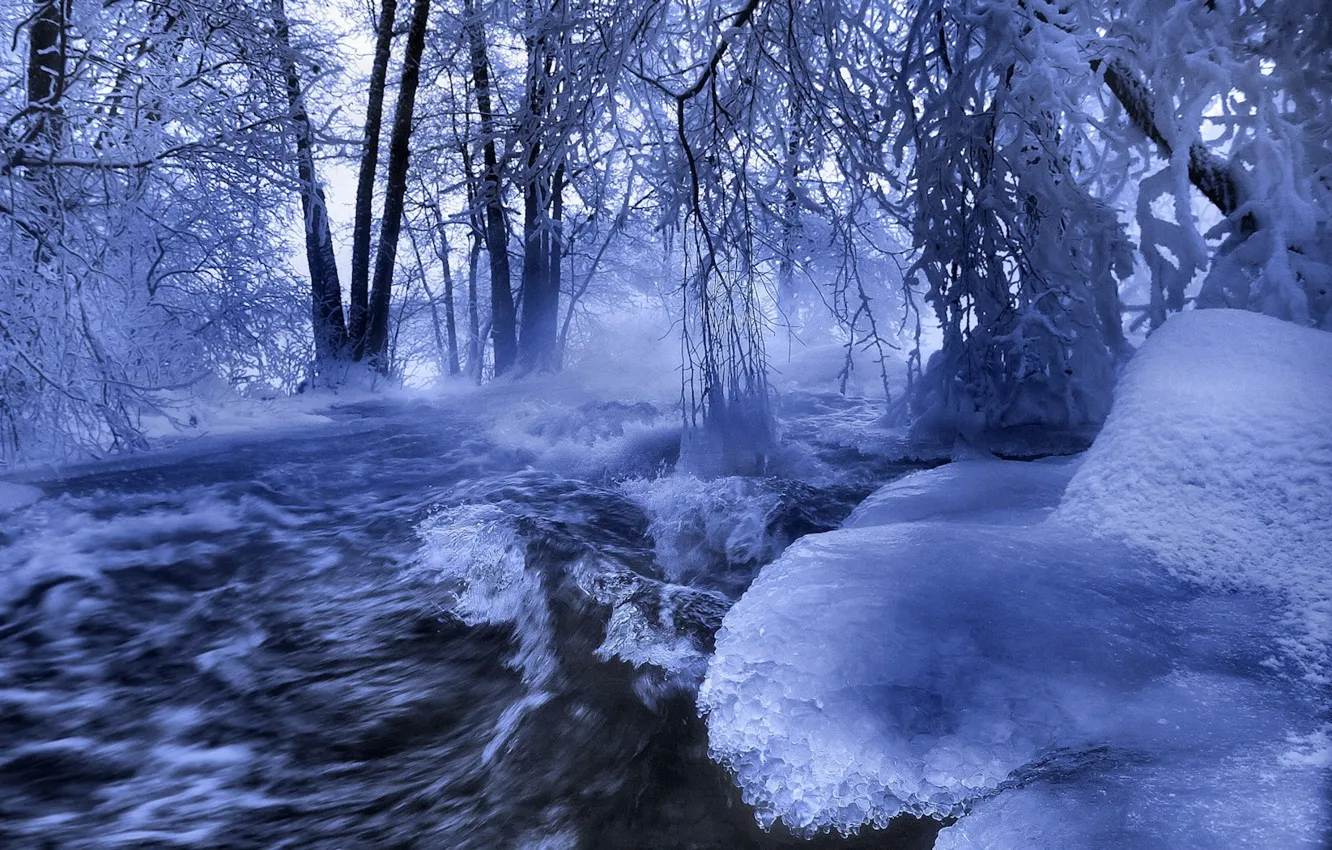 Фото обои лед, зима, река