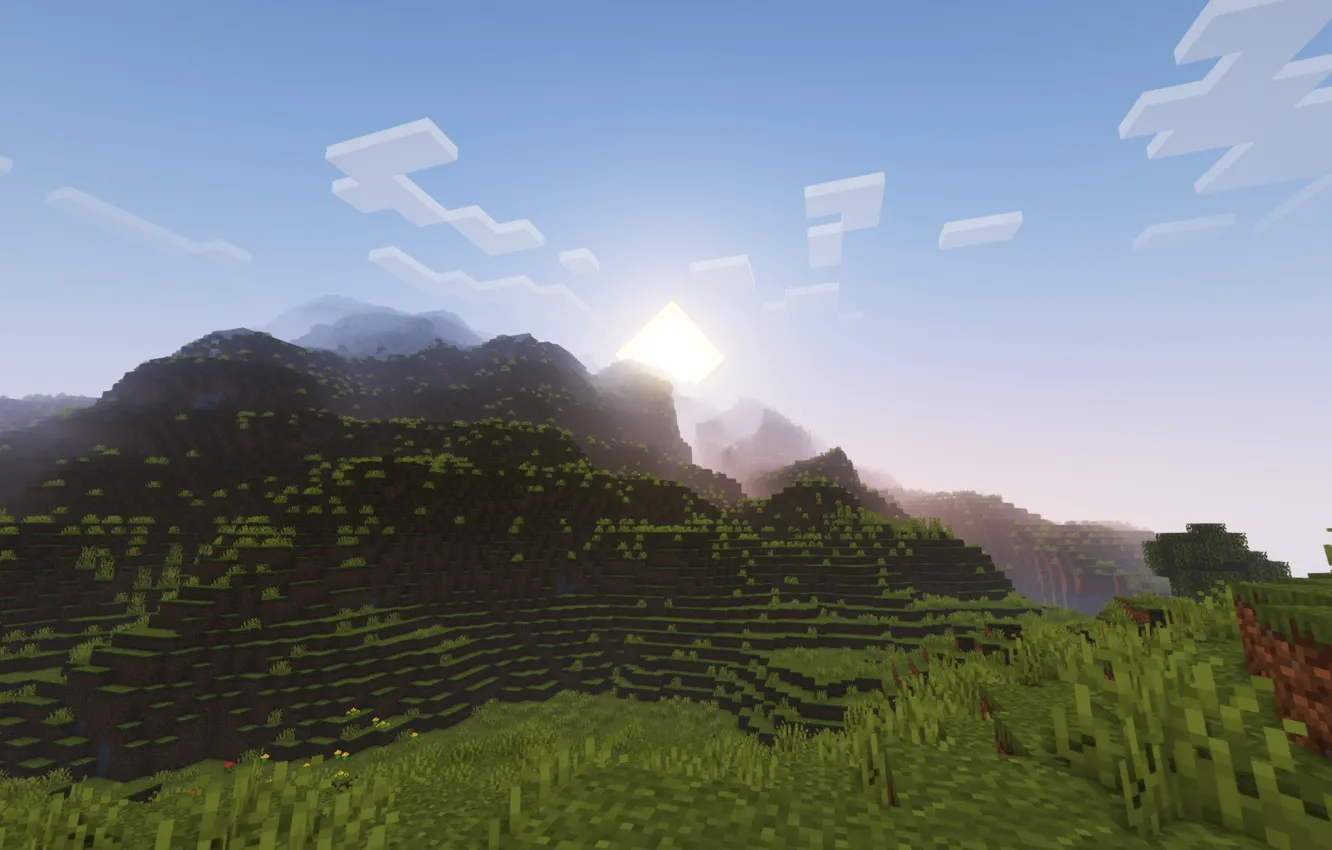 Фото обои игры, sunrise, minecraft, майнкрафт