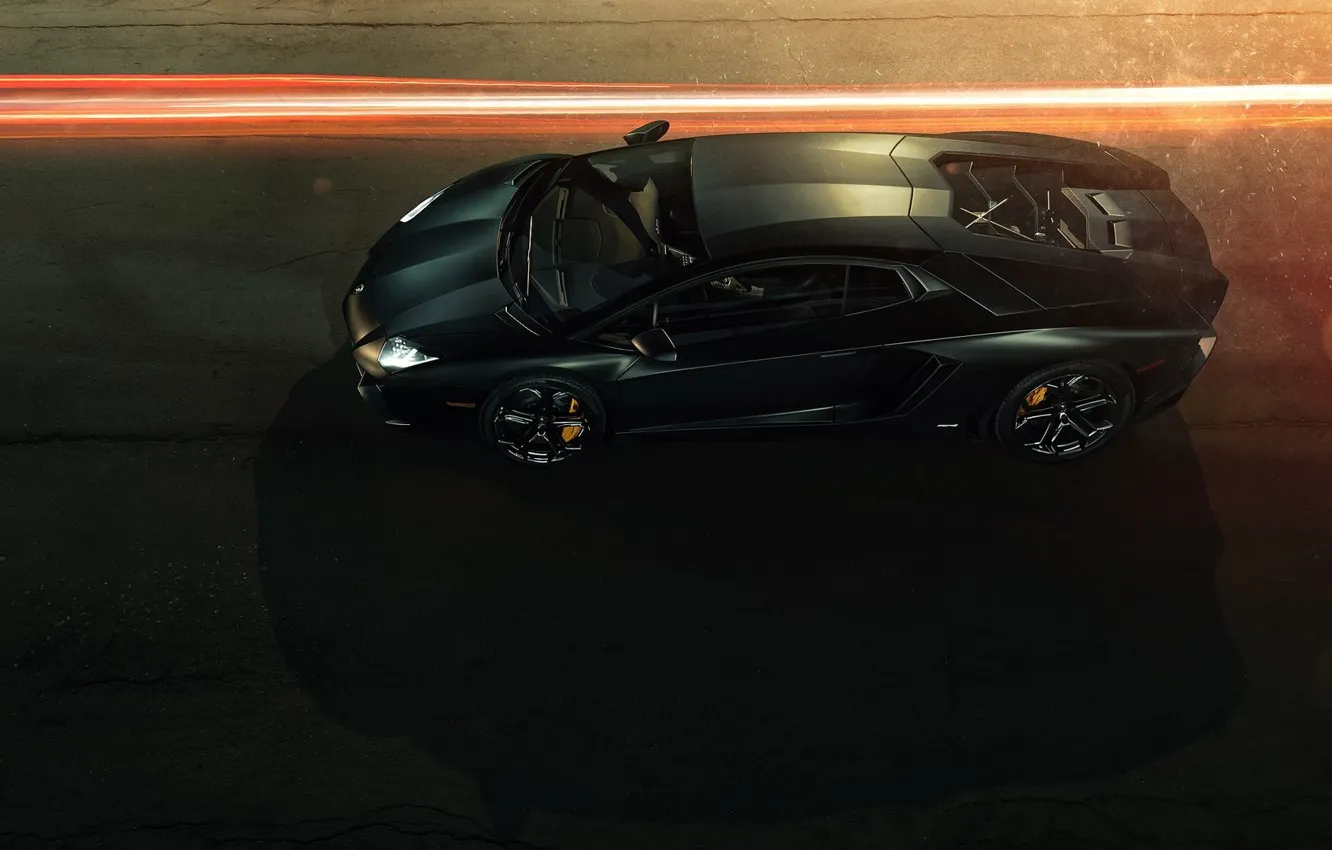 Фото обои Черный, Lamborghini, Ламборджини, Black, LP700-4, Aventador, Авентадор
