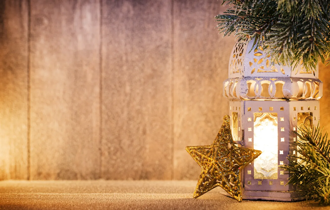 Фото обои ветки, звезда, Новый Год, Рождество, фонарь, snow, merry christmas, decoration