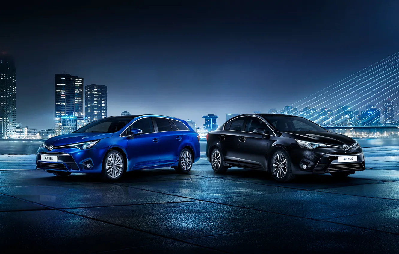 Фото обои Toyota, avensis, blue fon