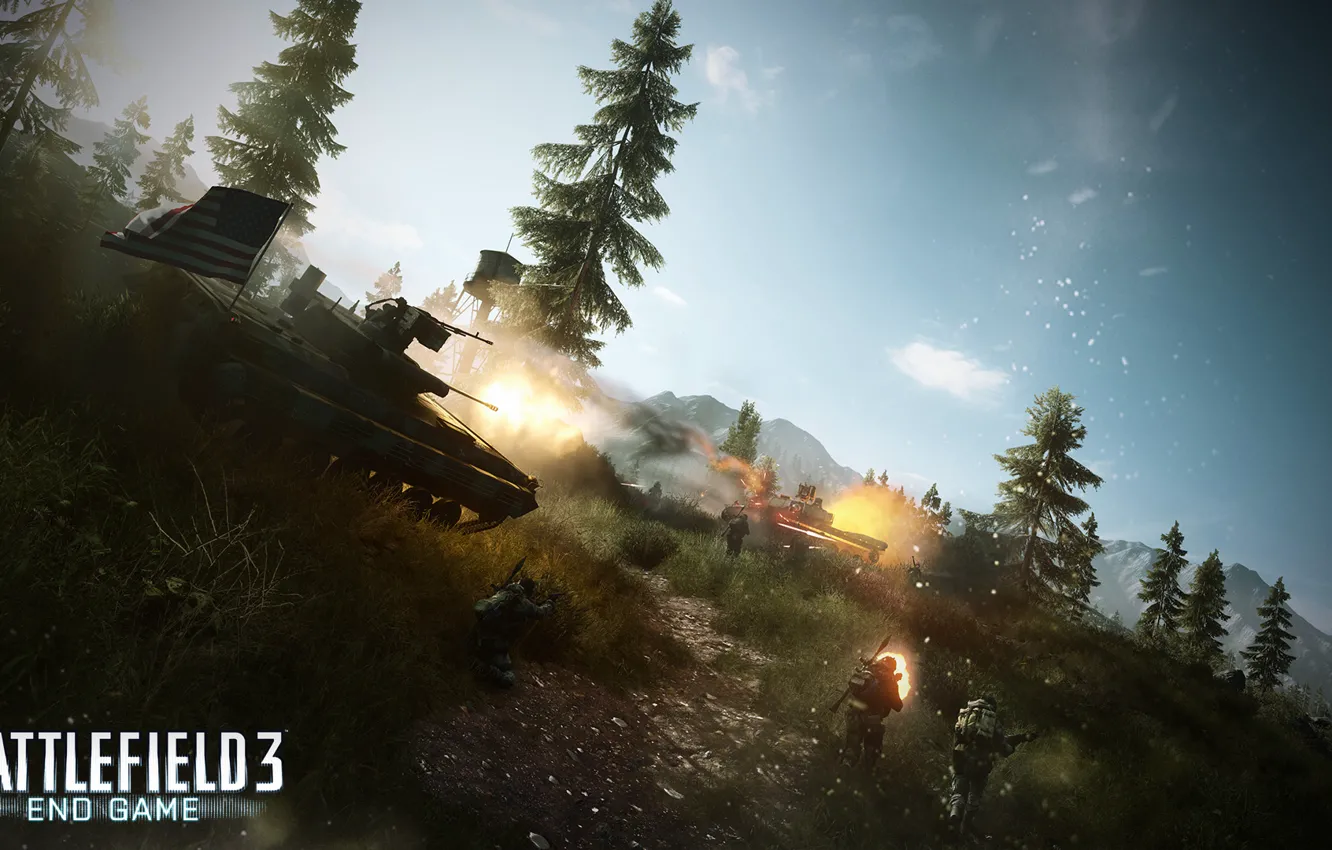 Фото обои танк, Battlefield 3, End Game, захват флага